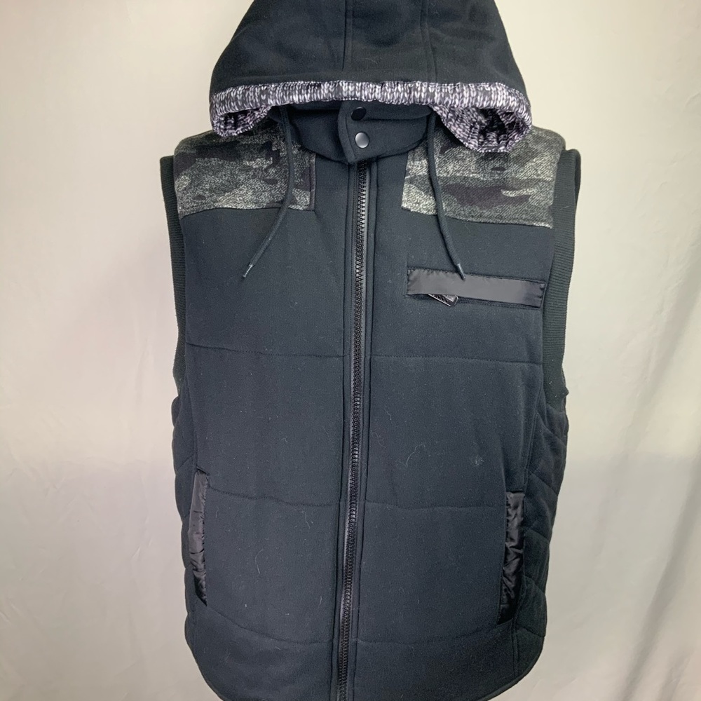 Black puffy vest with hoodie